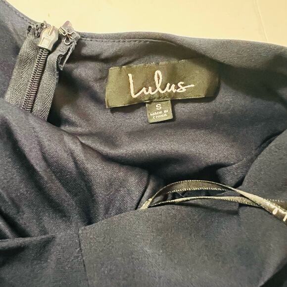 Lulus Glamour Galore Navy Plunge Button Back A Line Maxi Dress Size Small - Picture 7 of 10